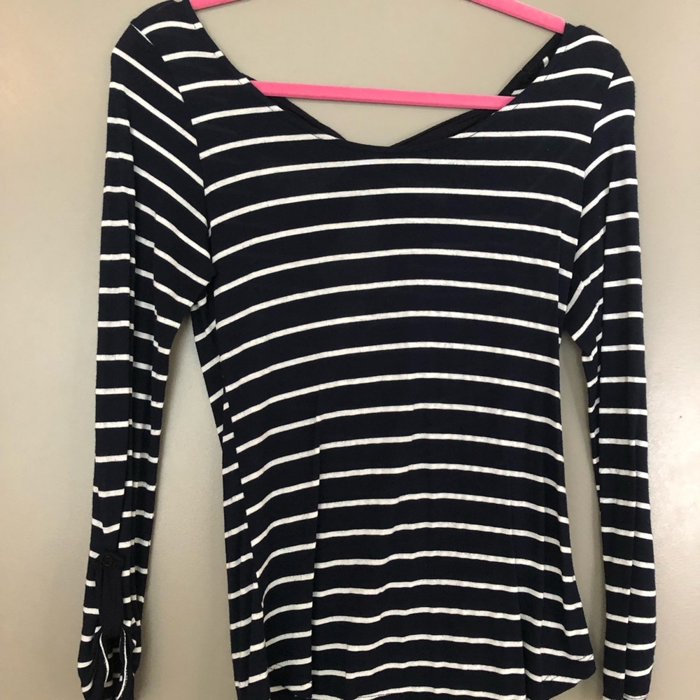 Navy & White Quarter Sleeve Top